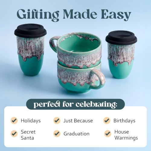 NOVA CERAMICS Mint Green Coffee Mug - 16 oz Ceramic Mug - Nebula - color: Nebula