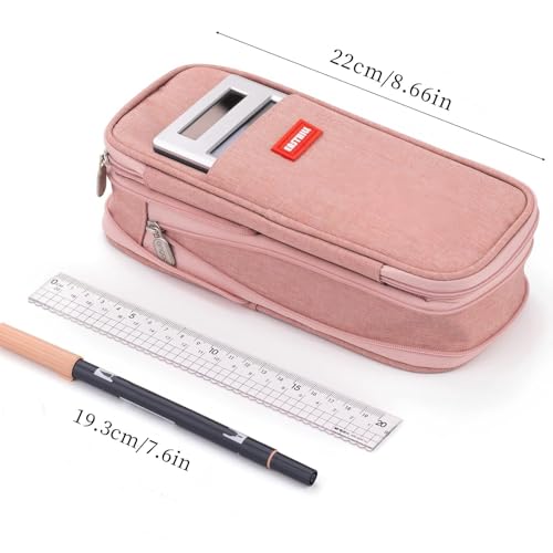 EASTHILL Big Capacity Pencil Case Large Pencil Pouch Stationery Pen Bag for Teen Girls-Deep Pink - color: Deep Pink