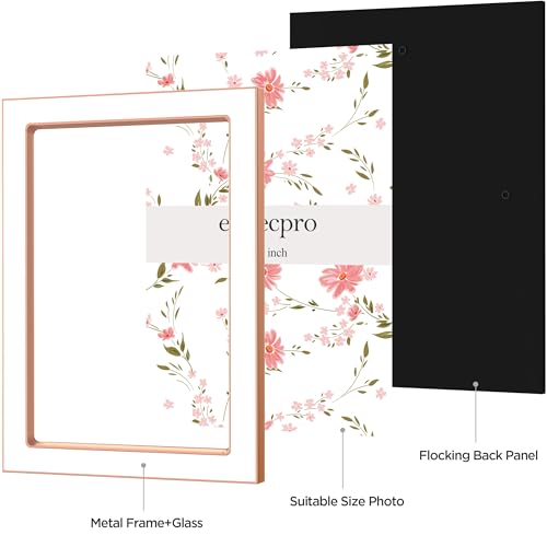 eletecpro 4x6 Enamel Picture Frame with Real Glass Cover, White, 2-Pack - color: White & Rose Gold, size: 4x6