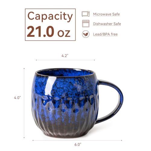 Deep Cobalt Ceramic Mug, 21oz Reactive Glaze Coffee Mug, Office Gift - color: 21OZ -A- Deep Cobalt · FOCUS