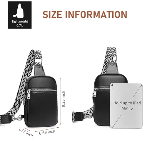 DIOMO Anti Theft Small Sling Bag for Women Cross Body Bag Trendy, RFID Fanny Packs Vegan Leather for Women Travel Belt Purse - color: 1-Black Silver Zipper