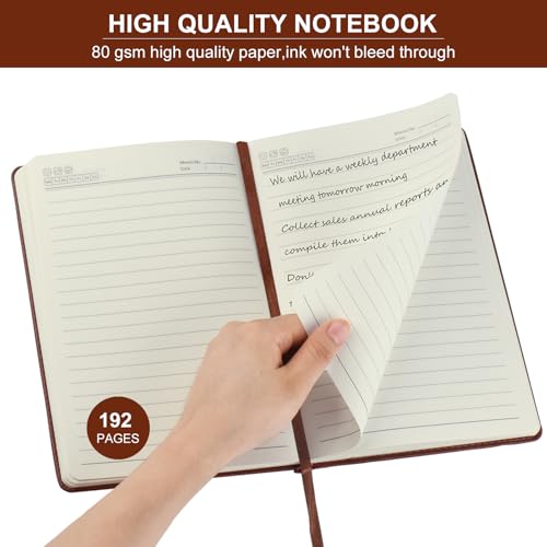 ZCZN 6 Pack Lined Journal Notebooks for Work, 5.5x8.3 in, 192 Pages, Hardcover Leather A5 Journals for Writing, Diary & Travel, Ruled Journaling Notebooks for School, Office, Home (Brown*6) - color: Brown