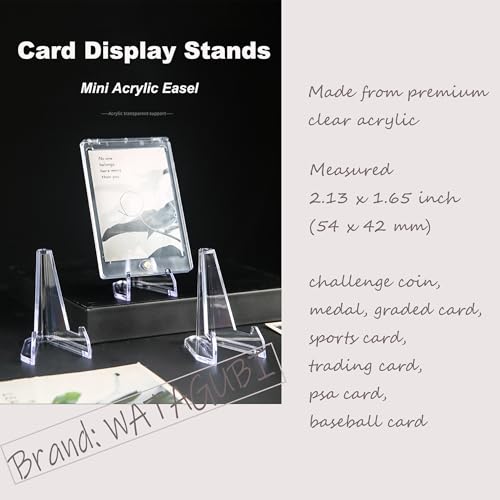 70 packs Card Stands, 2.1 inch Card Display Stand Acrylic Clear Mini Easel Small Picture Holder Stands for Challenge Coin Graded Football Basketball Sports Cards
