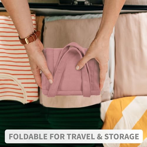 HOMESPON Large Canvas Tote Bag, Magnetic Work Laptop Pack for Women - color: Pink