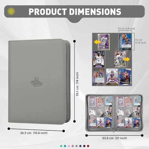 Trading Card Binder 9 Pocket, 360 Pockets Card Collection Binder - color: Gray