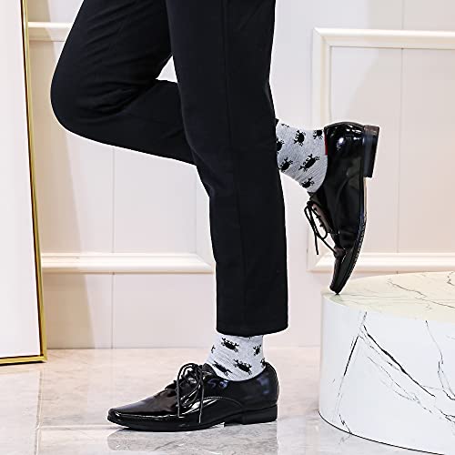Mens Dress Socks, 5 Pair Combed Cotton Colorful Patterned Funny Crew Socks for Men Comfort - color: Crab