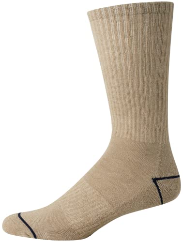 Nautica Mens Crew Socks 5 Pack Moisture Wicking Athletic Work & Dress Socks - color: Brown/Khaki