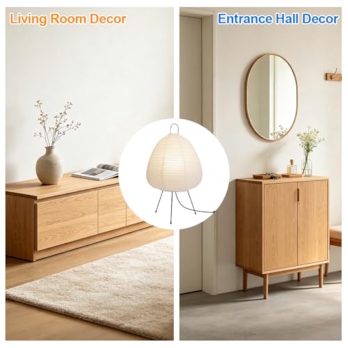 Rice Paper Lamp,Dimmable Bedside Table Lamp,Remote Control,Bulb Included - style: Japanese-remote control