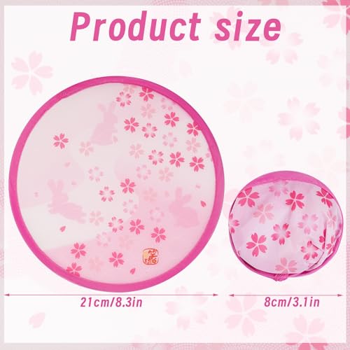 Topbuti 6 Pcs Floral Round Folding Hand Fan Japanese Foldable Fan Handheld Cooling Fans for Festival Summer Wedding Party Favors Decorations (Japanese, 8 Inch)