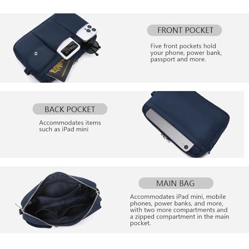 Pencil Holder Storage Bag for Women, Large Capacity Zippered Pencil Case with Multiple Pockets, Nylon Canvas Stationery Organizer for Office, Travel & Daily Use (Nylon,Navy Blue) - color: Navy Blue/Nylon