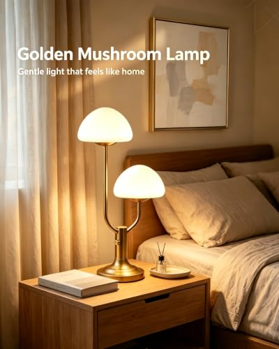Lightdot Gold Mushroom Table Lamp for Bedroom Dimmable Cute Desk Lamp - color: 07-Gold-Mushroom-2U