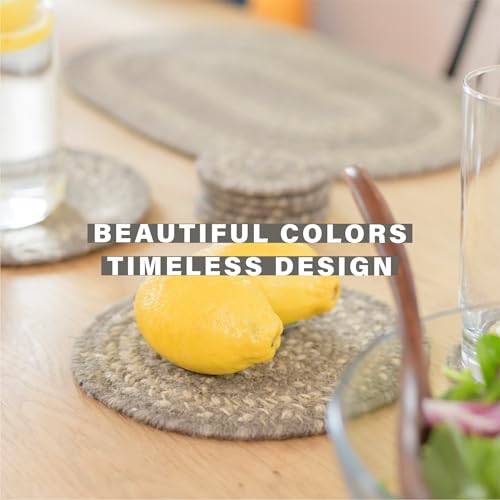 Homespice Grey Cloud Jute Braided Placemats, Oval 13x19 Set of 4 - color: Grey Cloud