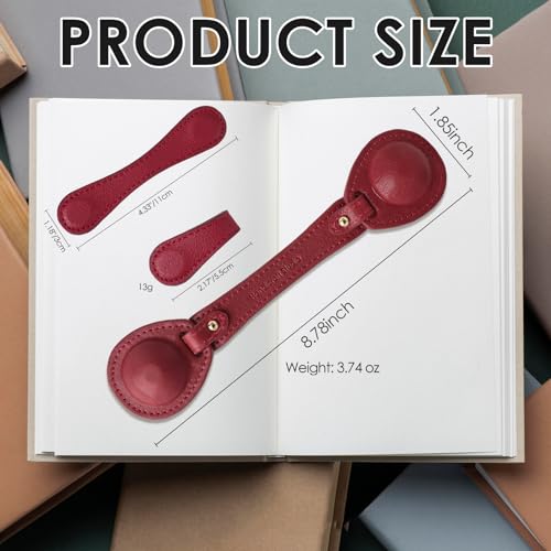 Leather Weighted Bookmarks Page Holder for Women Men, Magnetic Bookmarks for Reading, Book Accessories Gift for Book Lovers Teachers Writers Authors Poets (Wine) - color: Bm11+bph03-wine