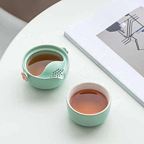 HEER Gaiwan Travel Tea Set for One, Light Blue - color: Blue