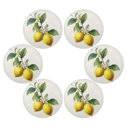 Lemon Yellow Round Placemats Washable ‌Heat Resistant‌ ‌Non-Slip Place Mats Table Place Mat for Kitchen Dining - color: Lemon Yellow, size: 15.4x15.4inx1