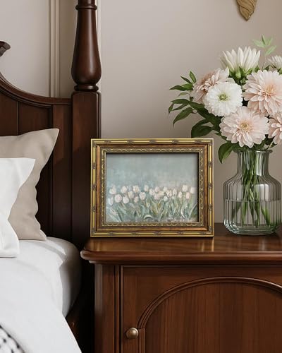 Vodefoad Vintage Dragonfly Gold Framed Wall Art, Neutral Insect Animal Wall Decor, Antique Dragonfly Drawing Canvas Oil Painting, Minimalist Animal Wall Decorations, Retro Artwork Pictures for Nursery Gallery Bedroom Living Room Decor - 9x12Inch - color: