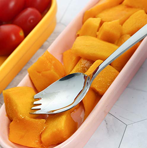 Sporks 4 Pack Stainless Steel Sporks 5.9 Inch Spork Spoon for Ice Cream Spoon Salad Forks, Fruit Appetizer Dessert, Silver - color: Silver