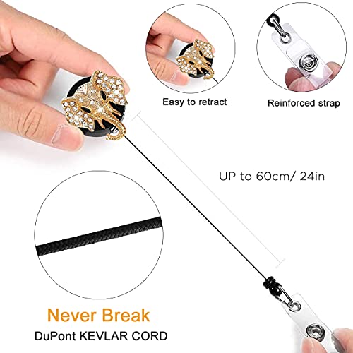 5 Pack Retractable Crystal Badge Reels with Cute Animal Design - color: 5 Pieces-owl,turtle,elephant