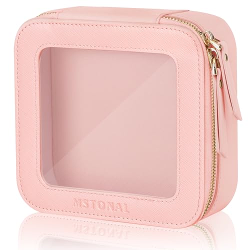 Clear Mini Makeup Bag, Cosmetic Make Up Pouch with Zipper, Pink - color: Pink, size: Mini