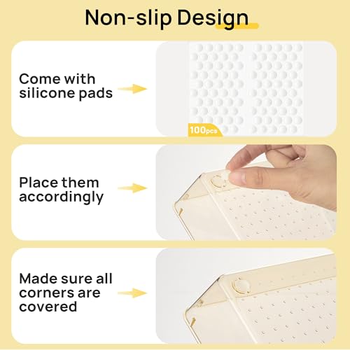 Vtopmart 25 Pack Plastic Drawer Organizers with Anti-slip Rubber Pads - color: Transparent Champagne