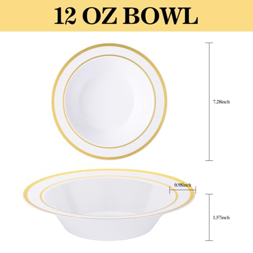 realluck 100pc Disposable Soup Bowls with Gold Rim - color: Gold, size: 100Pack