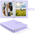 PU Leather A5 Binder, 5x7 Photo Sleeves with 60 Pockets, Secure Top Loading Pages, Refillable Adjustable Album for Keepsakes, Purple - color: Purple