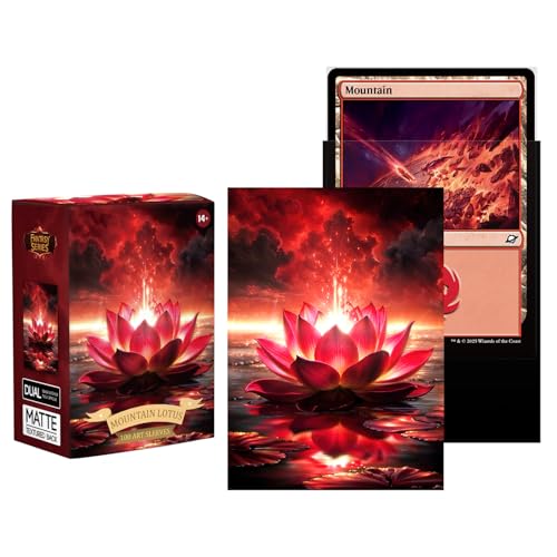 Katomula 100 MTG Card Sleeves with 100 Inner Sleeve, Textured Back Art Sleeves, Fit Standard Size Cards- Mountain Lotus - color: Mountain Lotus