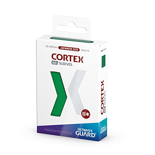 Ultimate Guard Cortex Outer Card Sleeves, 60 Japanese Size TCG Sleeves, 62 x 89mm, Green Back, Glossy Finish, No PVC & Acid-Free, High Clarity - color: Green, size: Japanese Glossy