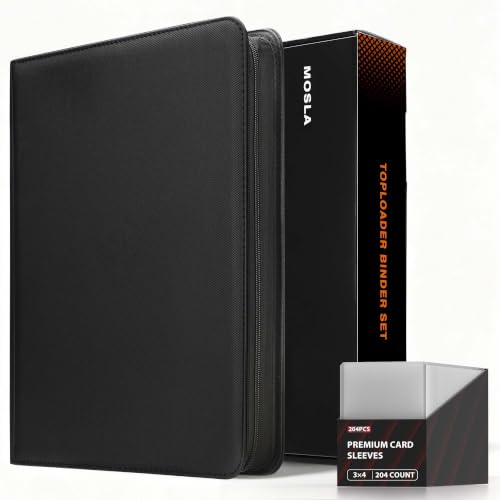 Toploader Binder 9 Pocket Holds 288 Toploaders, 204PCS Toploaders INCLUDED - color: Black 204 Toploaders