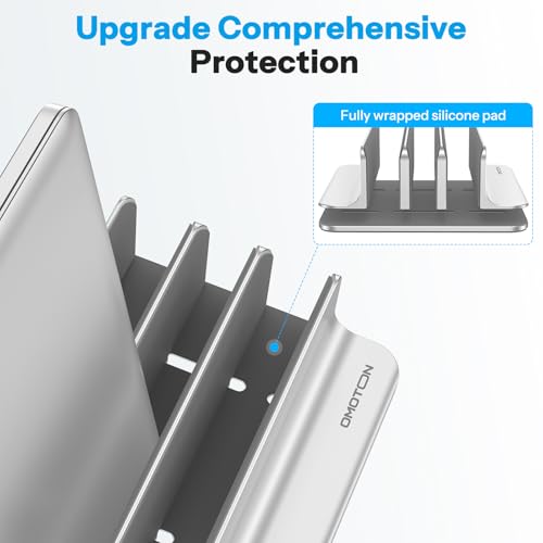 OMOTON 3-Slot Multiple Vertical Laptop Stand, Fits MacBook, Bright Silver - color: Three Slots-Bright Silver