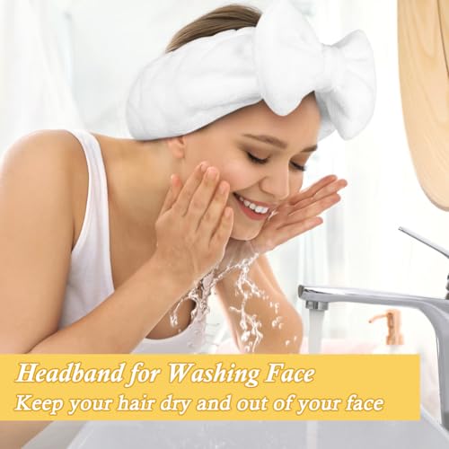 Shintop Skincare Headband, Soft Makeup Headwear with Bow for Washing Face - color: White