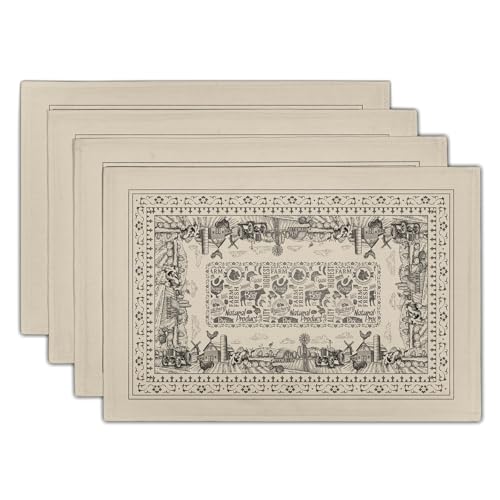 Farm Placemat Set of 4,Farmhouse Cow House Table Mat 12 x 18 Inch Vintage Animal Heat Resistant Place Mat for Party Kitchen Dining Decoration - color: Farm