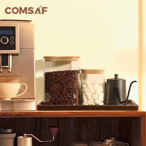 ComSaf Glass Storage Containers with Bamboo Lids 1.2/3.6 Qt 2 Pack - color: 3.6Qt/1.2Qt-Square