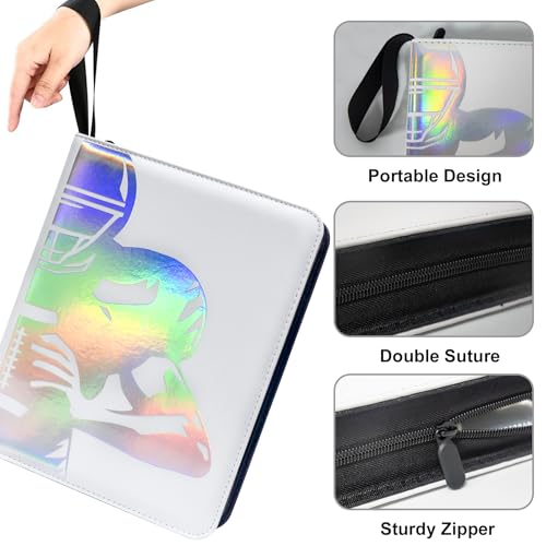 900 Pockets Football Card Binder, Laser Silver Hot Stamping Cover,L366 - color: Dazzling Football-900