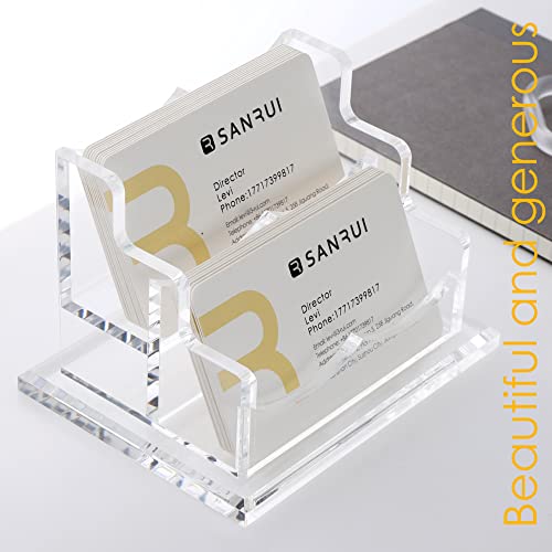 SANRUI Acrylic Business Card Holder, Clear Desk Card Display Stand 2 Slot