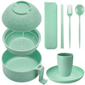 6 Pcs Microwave Ramen Cooker Set 40oz Bowl, Nordic Green - color: Nordic Green