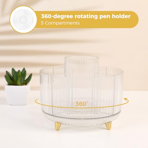 SKYDUE Gold Office Supplies Set with Pencil Holder for Desk - color: Gold