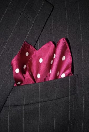 Royal Silk Polka Dot Pocket Square - 17" Handkerchief - 12mm Silk Twill - 100% Silk - color: Sangria