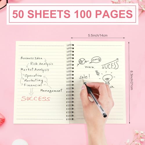 Yahenda 18 Pcs Spiral Notebooks, 1 Subject, Wide Ruled, Pink - color: Pink