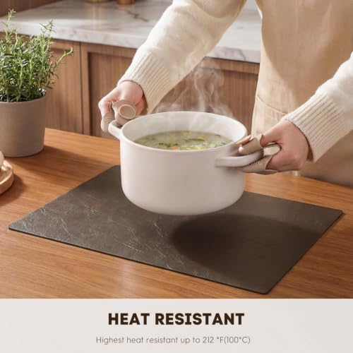 Artoid Mode Coffee Faux Leather Placemats Set of 4, 12x18 Inch Waterproof Wipeable Heat Resistant Vinyl Place Mats, Reversible Table Mats for Kitchen Dining Decor - color: Coffee, size: 12" x 18", Rectangular Set of 4