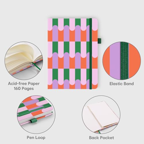 &And Per Se Lined Hardcover Notebook – A5 5.7"x8" College Ruled, 160 Pages, 100gsm Thick Paper – Aesthetic Journal for Women, Gift-Ready Planner, Everyday Writing Notebook (Color Block) - color: k.Color Block, style: Lined with Pattern