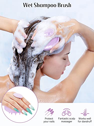 HEETA Scalp Massager Hair Growth Scrubber for Dandruff Removal Hair Care - color: New Purple