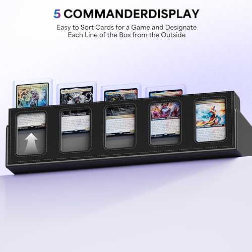 UAONO 5-Row 3900+ Trading Card Storage Box with Commander Display - color: Black&Gray, size: 5-row