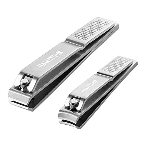 HAWATOUR Nail Clippers Set with Visibly Tin Case, Silver - color: Silver