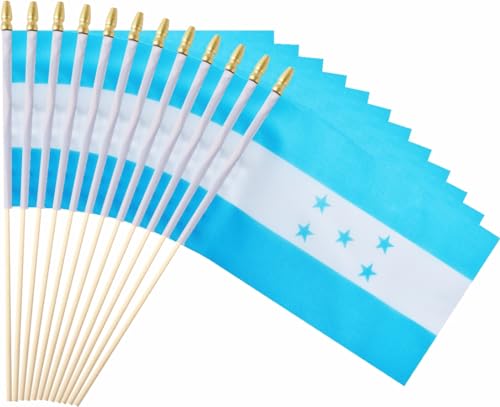25Pack Small Honduras Flag Handheld Mini Honduran on Stick 5x8 Inch - color: Honduras