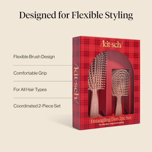 Kitsch Flexi Flow Duo Detangler Brush, Hair Brushes For Women - Terracotta - color: Terracotta, size: 2 Pcs