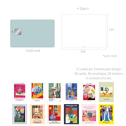 Monolike Day-by-day Card, Henri Matisse Painting ver.2 - Mix 36 Mini Single cards, 36 envelopes, 36 stickers Package - color: Henri Matisse Painting ver.2