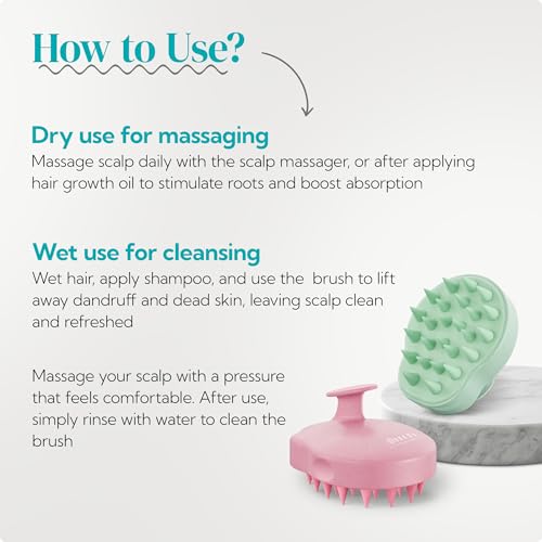 HEETA 2-Pack Large Scalp Massager Scrubber Shampoo Brush for Hair Growth - color: New Pink & Green