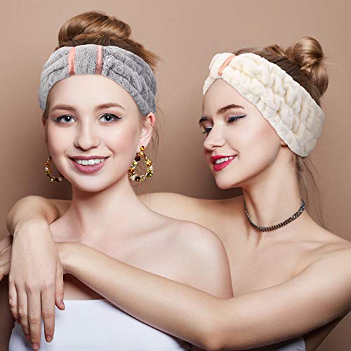WILLBOND Spa Headband for Washing Face,Pink, Green, White and Grey - color: Pink, Green, White and Grey