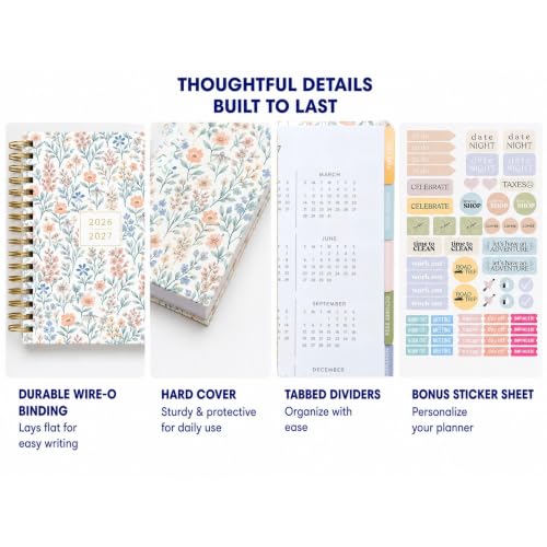 WORLD TRAVELER Academic Planner School Organizer Jul 2026-Dec 2027, 7"x9" - color: Bloom Floral